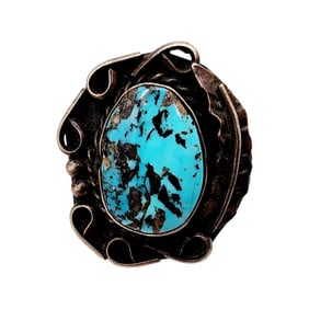Vintage Navajo Sterling Turquoise Ring Sz 6.25 10.1g