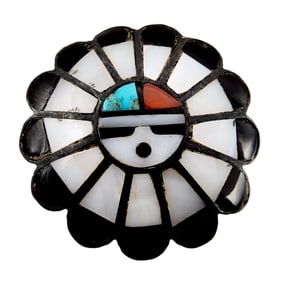 Vintage Zuni Sterling Multi Stone Sunface Inlay Ring Sz 7 7g
