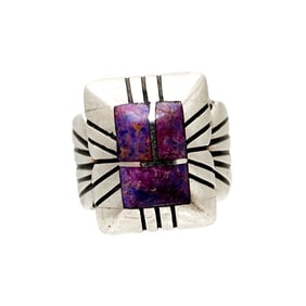 Chester Benally Navajo Purple Mohave Turquoise Sterling Ring Sz 7.5 7.6g