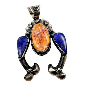 Chimney Butte Spiny Oyster Lapis Lazuli Naja Sterling Pendant 71.1g