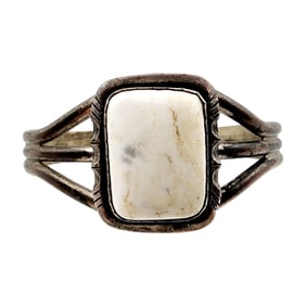 Vintage Don Johnson Navajo Sterling White Buffalo Turquoise Cuff 28.3g