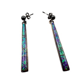 Rick Tolino Navajo Sterling Opal Inlay Earrings 5.5g