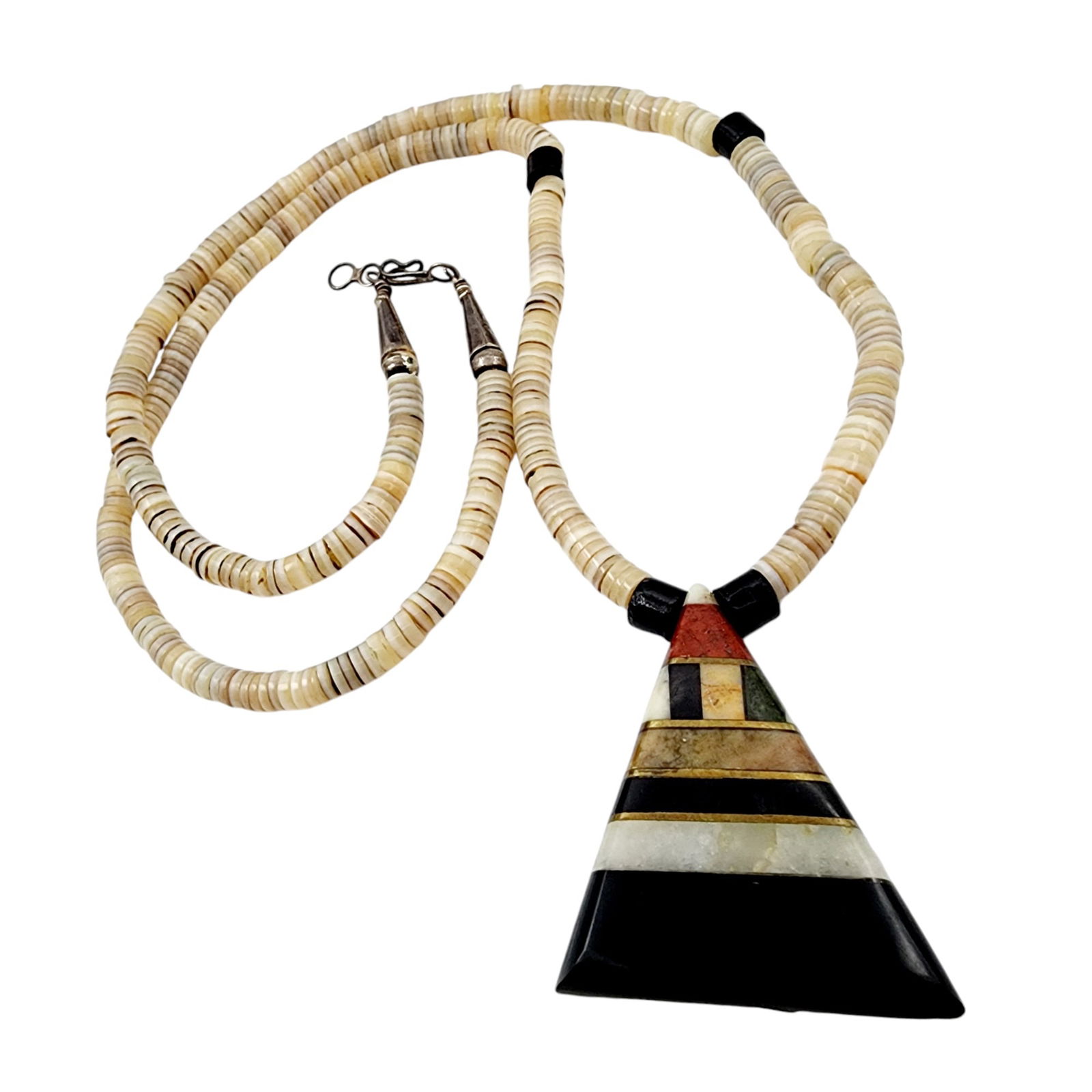 Vintage Pueblo/Santo Domingo Heishi Multistone Inlay Necklace 37.3g (1 of 7)