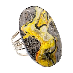 Amazing Alice M. Shirley Navajo Sterling Bumblebee Jasper Cuff Bracelet 78.7g