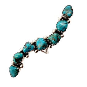 Cecil Henry? Navajo Sterling Turquoise Finger Length Ring Sz 8 19.5g