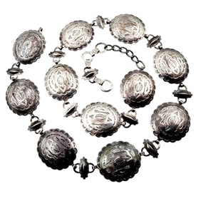 Vintage Navajo Sterling Handstamped Concho Belt 133g