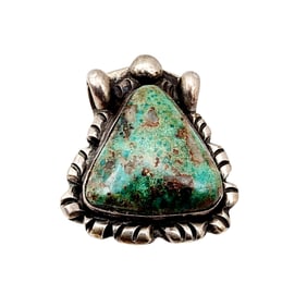 Vintage Handsigned RR Navajo Sterling Turquoise Ring Sz 5.5 14.8g