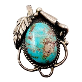 Vintage Ben Peter Navajo Sterling Turquoise Pendant 12g