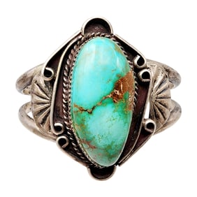 Vintage Navajo Sterling Turquoise Cab Cuff Bracelet 57.3g