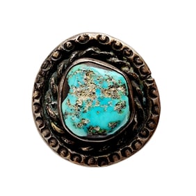 Vintage Jim Red Feather Navajo Sterling Turquoise Ring Sz 6 12.1g