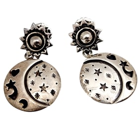 Raymond Coriz Kewa Sterling Celestial Dangle Earrings 13g