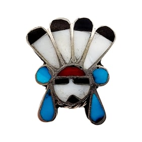 Vintage Zuni Sterling Sunface Ring Sz 7 6.5g