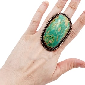 Gigantic Navajo Sterling Turquoise Ring Sz 8.5 61.4g