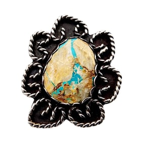 Navajo Sterling Boulder Turquoise Ring Sz 7 14.7g