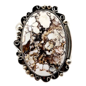 Leslie Nez Navajo Wild Horse Turquoise Sterling Cuff Bracelet 106.6g