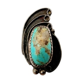 Vintage Navajo Sterling Turquoise Ring Sz 7.5 7.3g