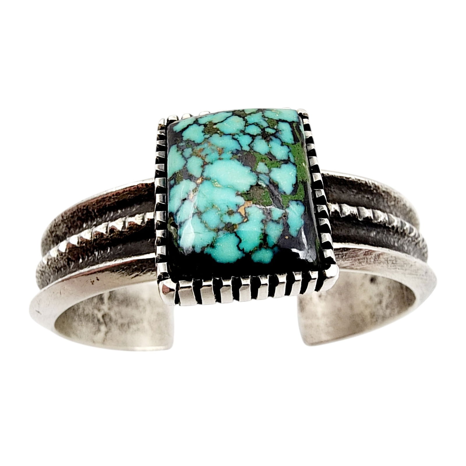 Signed 'SY' Navajo Spiderweb Turquoise Heavy Gauge Sterling Cuff Bracelet 53.6g (1 of 9)