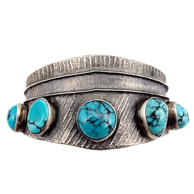 Wilson Dawes Navajo Kingman Turquoise Sterling Cuff Bracelet 67.1g