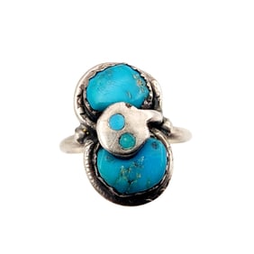 Effie Calavaza Zuni Sterling Turquoise Snake Ring Sz 6.5 3.1g