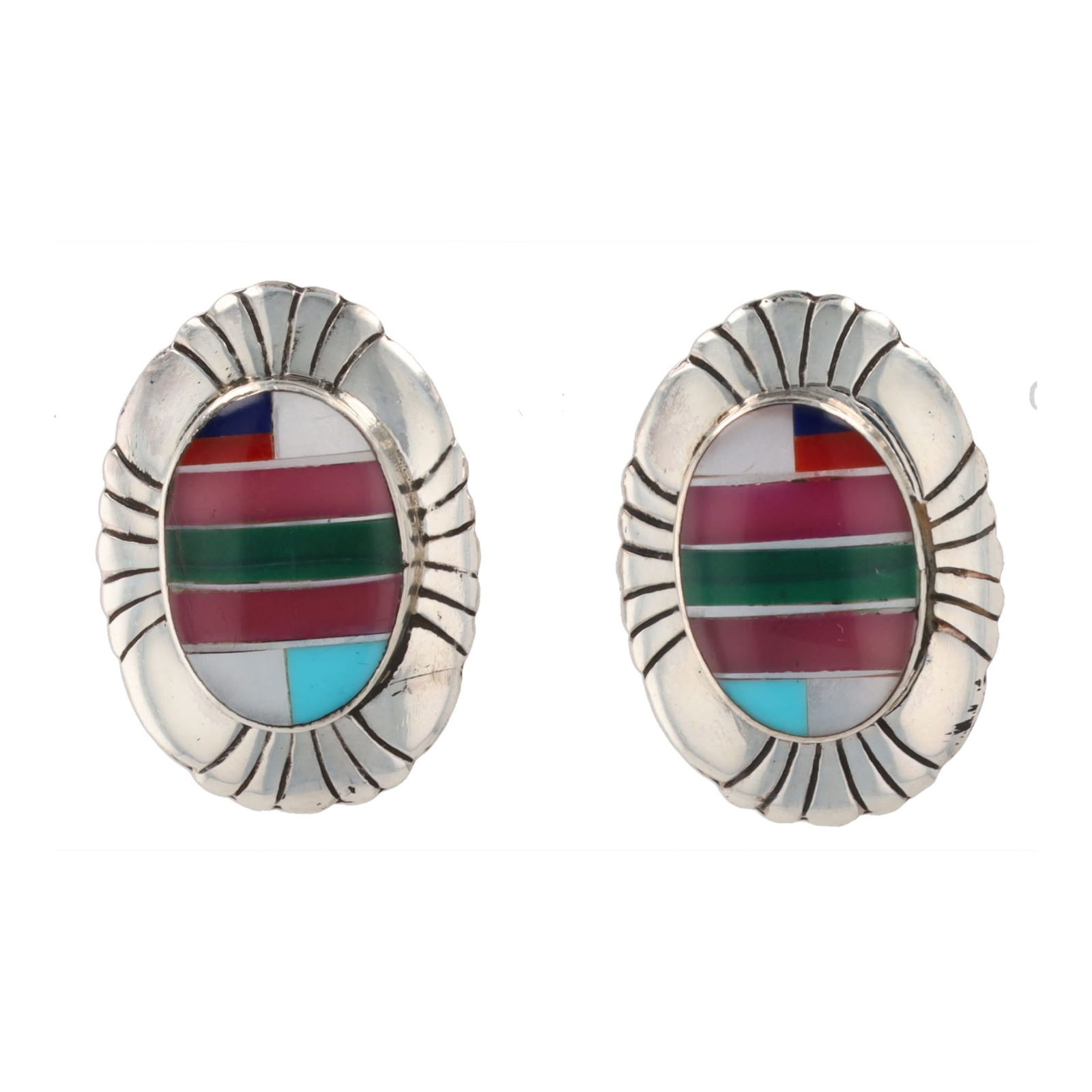 Southwestern Style Multi Stone Sterling Earrings (1 of 4)