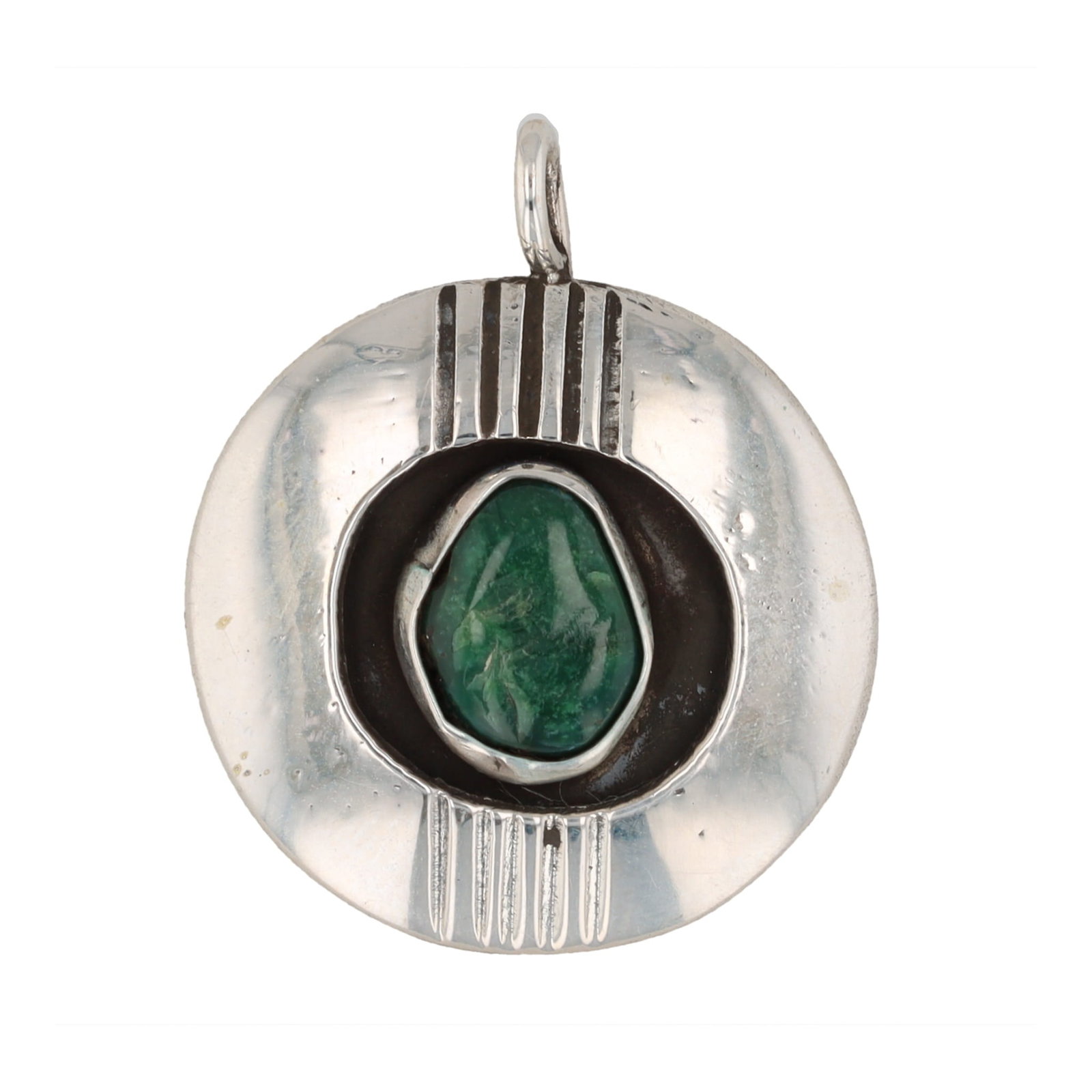 Navajo Green Turquoise Sterling Shadow Box Pendant: Navajo Green Turquoise Sterling Shadow Box Pendant 3.5g