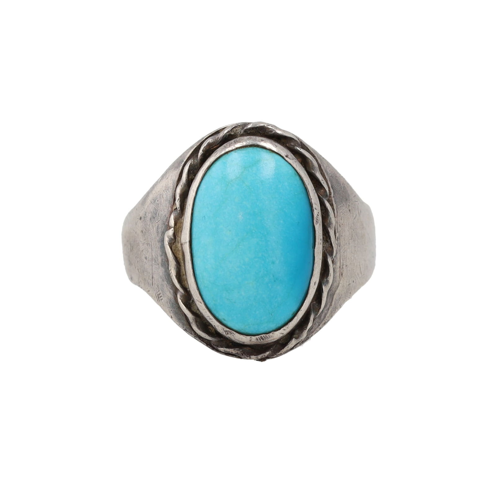 OJ78 Navajo Turquoise Sterling Ring Sz. 7.75 (1 of 5)