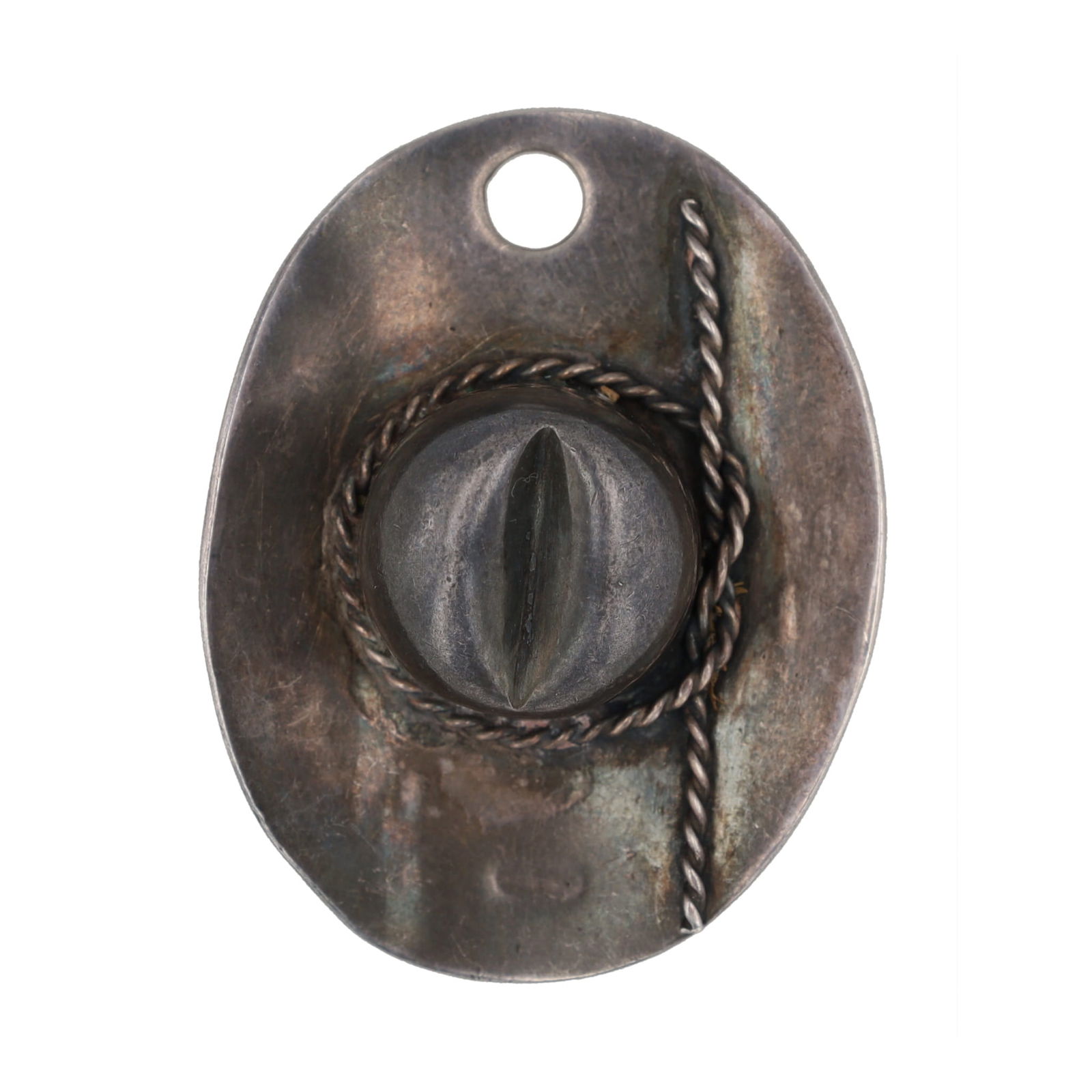 Navajo Sterling Cowboy Hat Rope Overlay Pendant (1 of 4)
