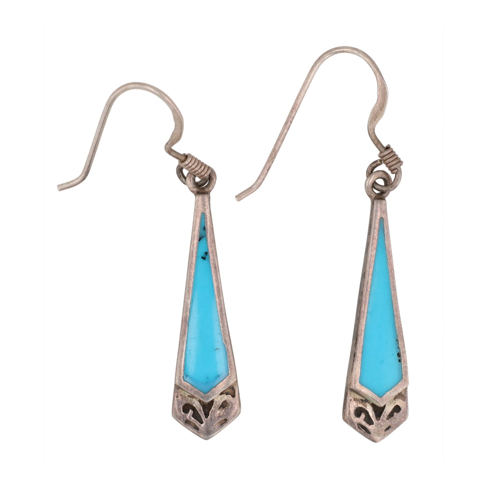 Navajo Turquoise Sterling Dangle Earrings (1 of 4)