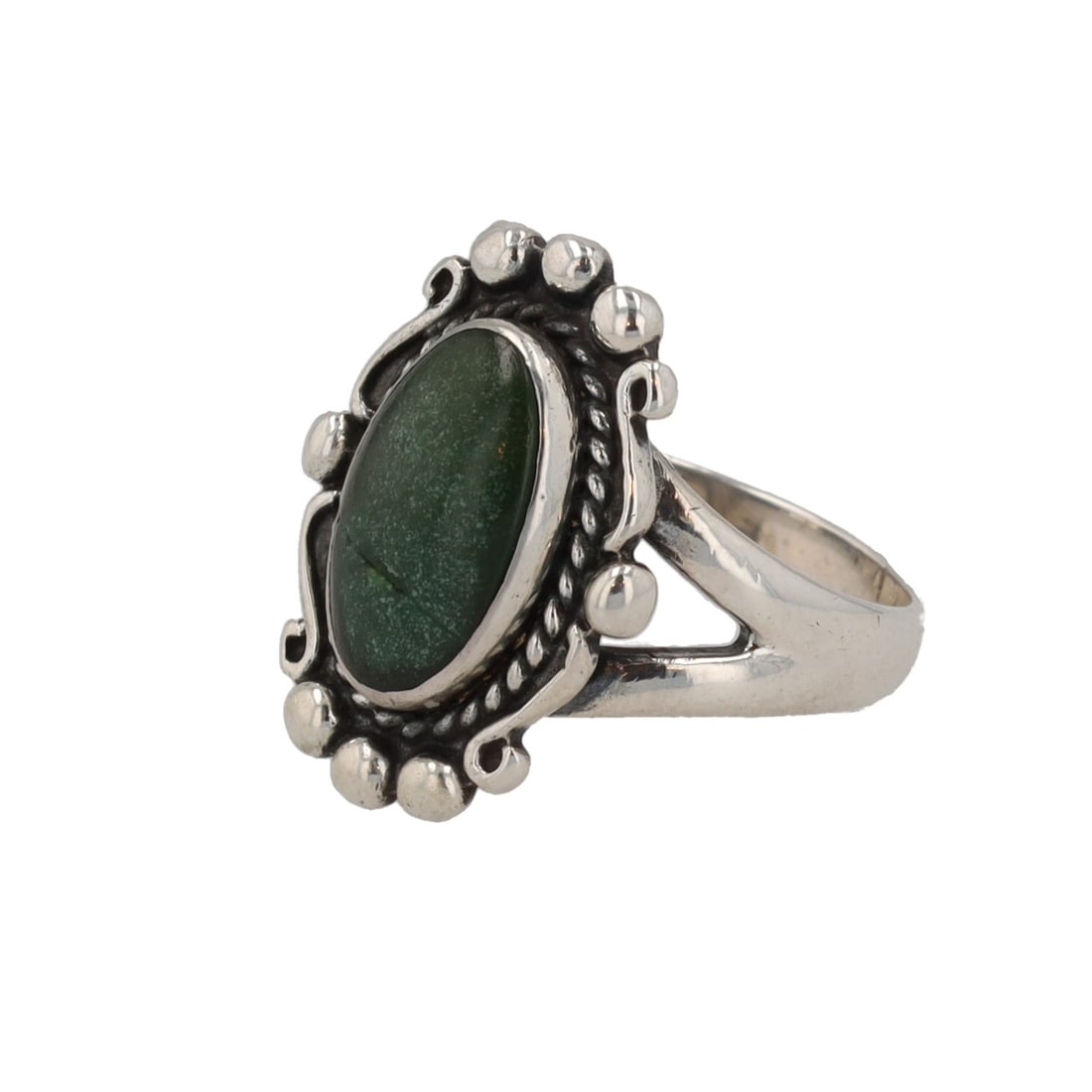 Navajo Green Turquoise Sterling Overlay Ring Sz. 6 (1 of 6)