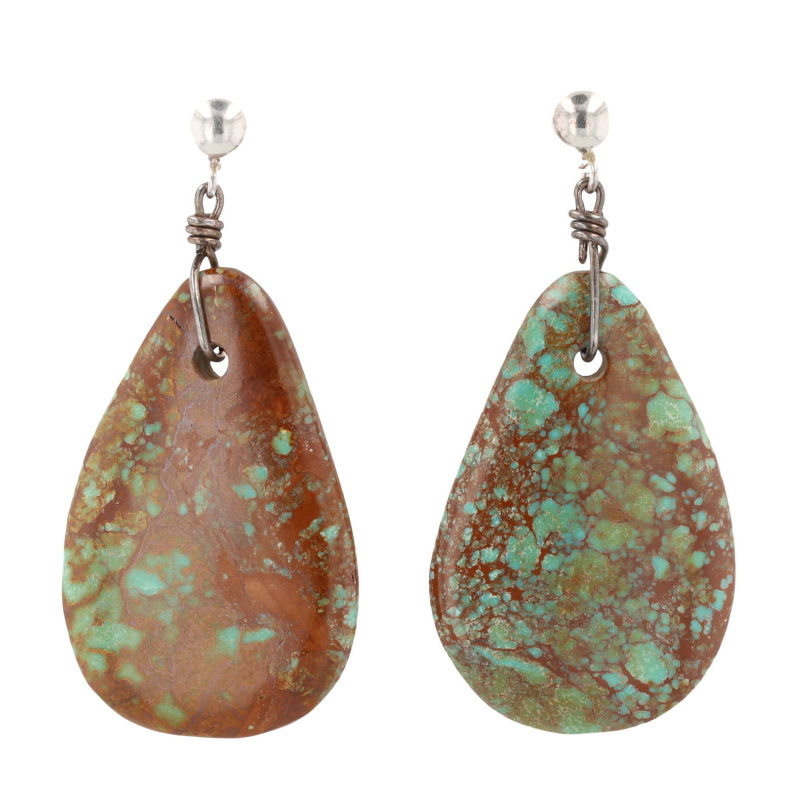 Southwest Tear Shaped Turquoise Sterling Dangle Earrings (1 of 3)