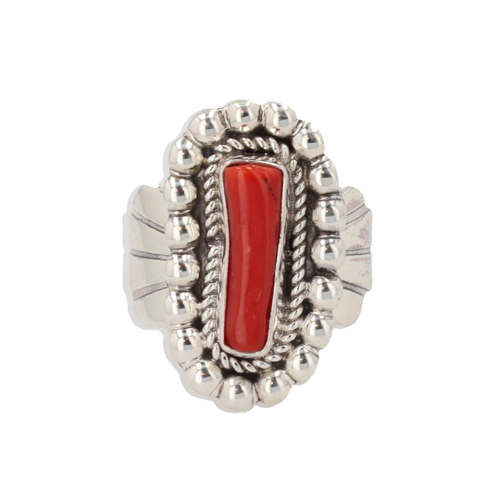 Lambert Livingston Navajo Coral Sterling Ring Sz. 7.5 (1 of 6)