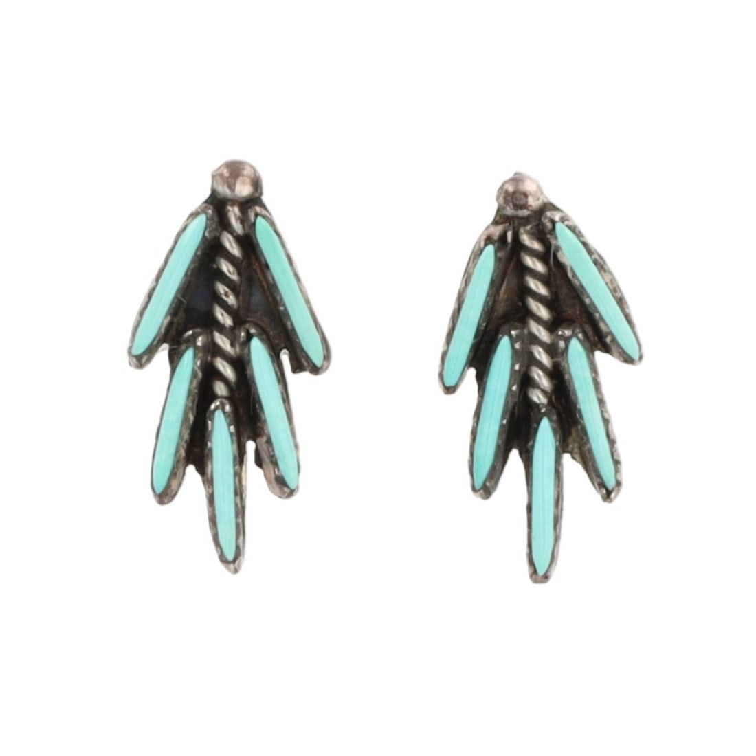 Zuni Needlepoint Turquoise Sterling Earrings (1 of 3)