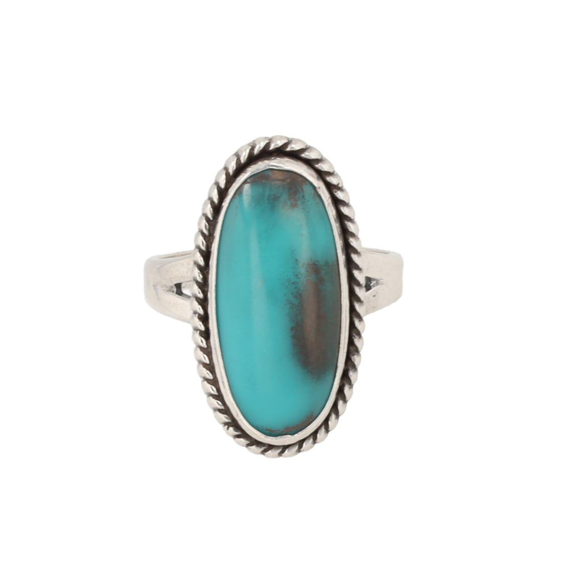 Bell Trading Post Turquoise Sterling Oval Ring Sz. 6: Bell Trading Post Turquoise Sterling Oval Ring Sz. 6, 5g