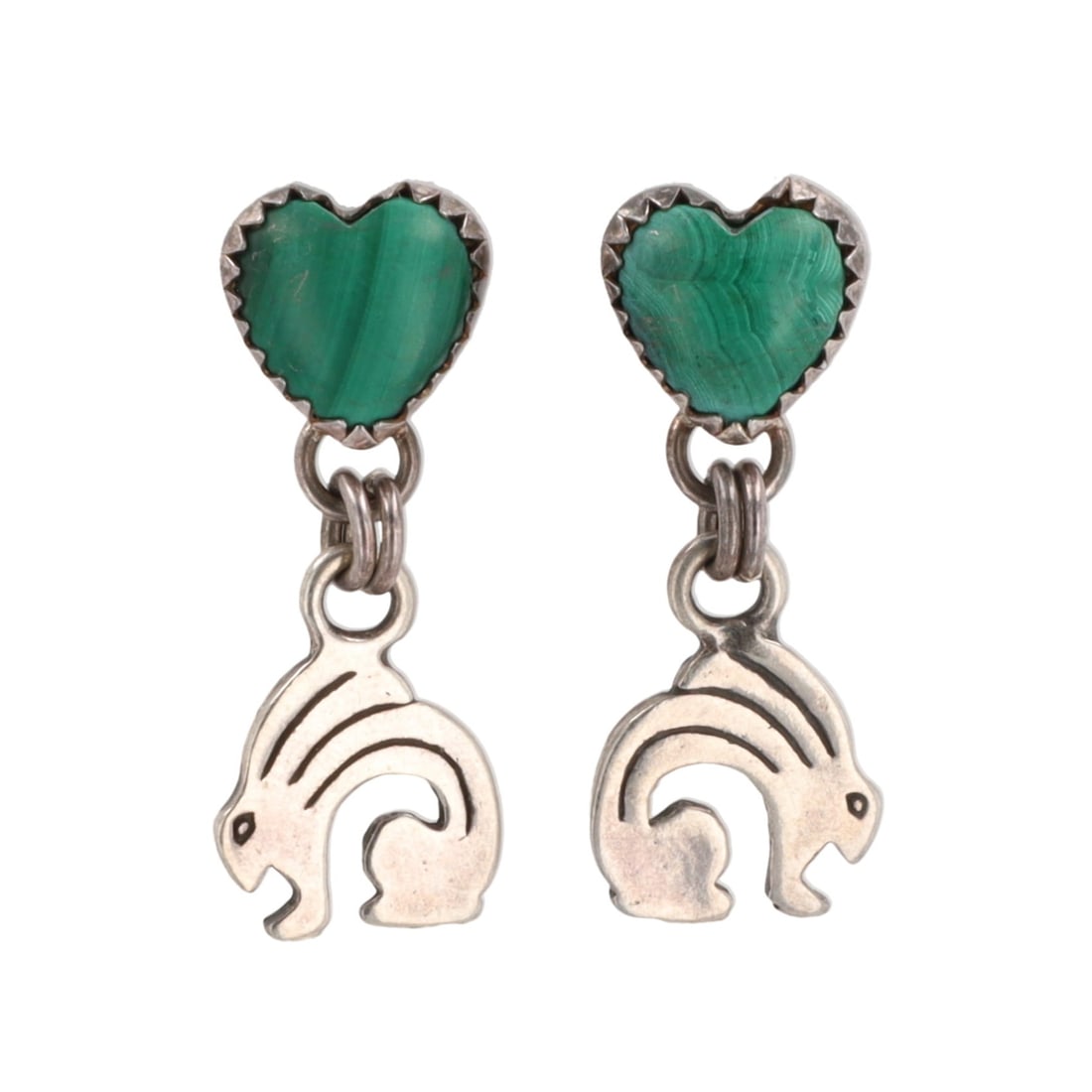 Quoc Trading Turquoise Sterling Heart Rabbit Dangle Earrings (1 of 4)