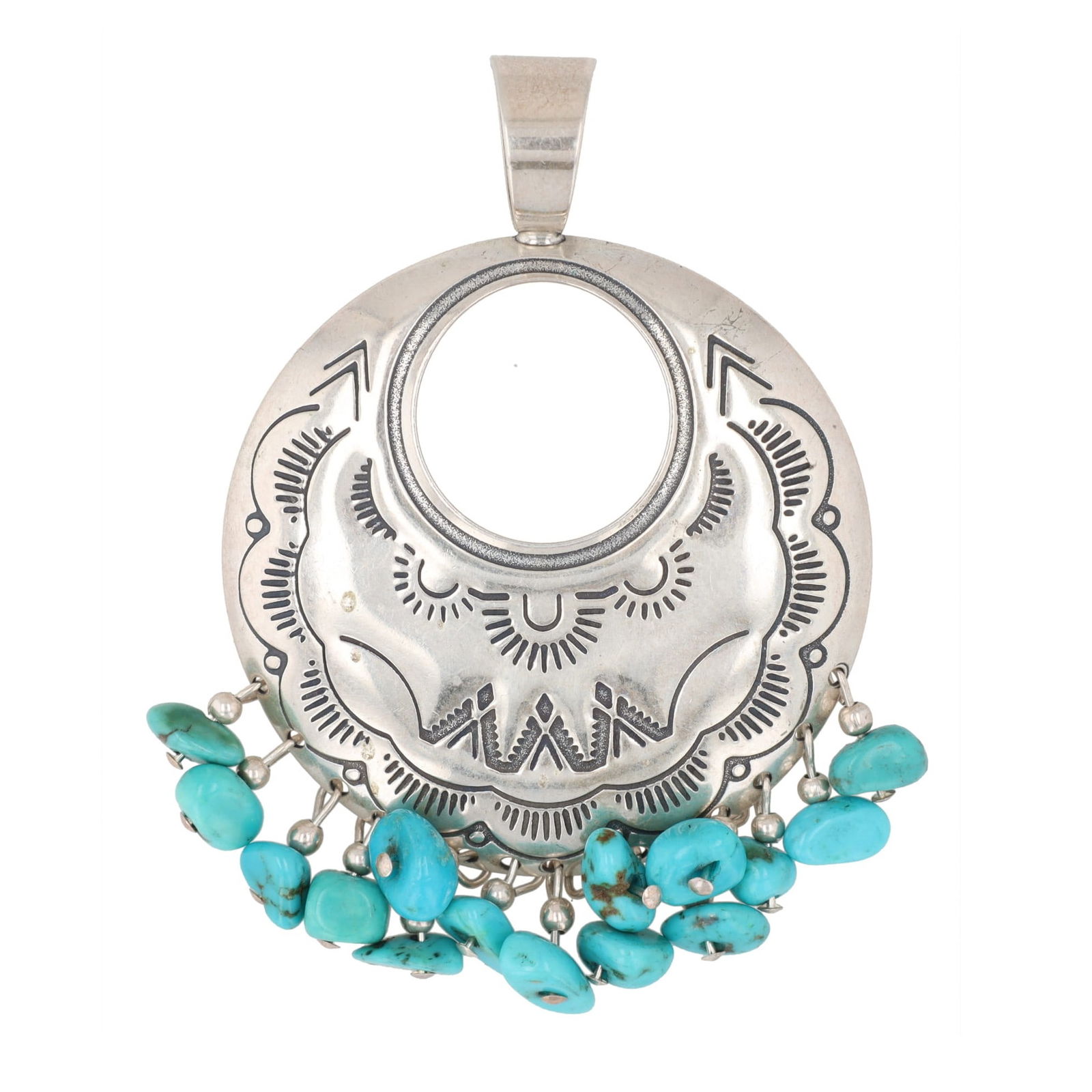 Quoc Trading Turquoise Sterling Stamp Work Pendant (1 of 4)