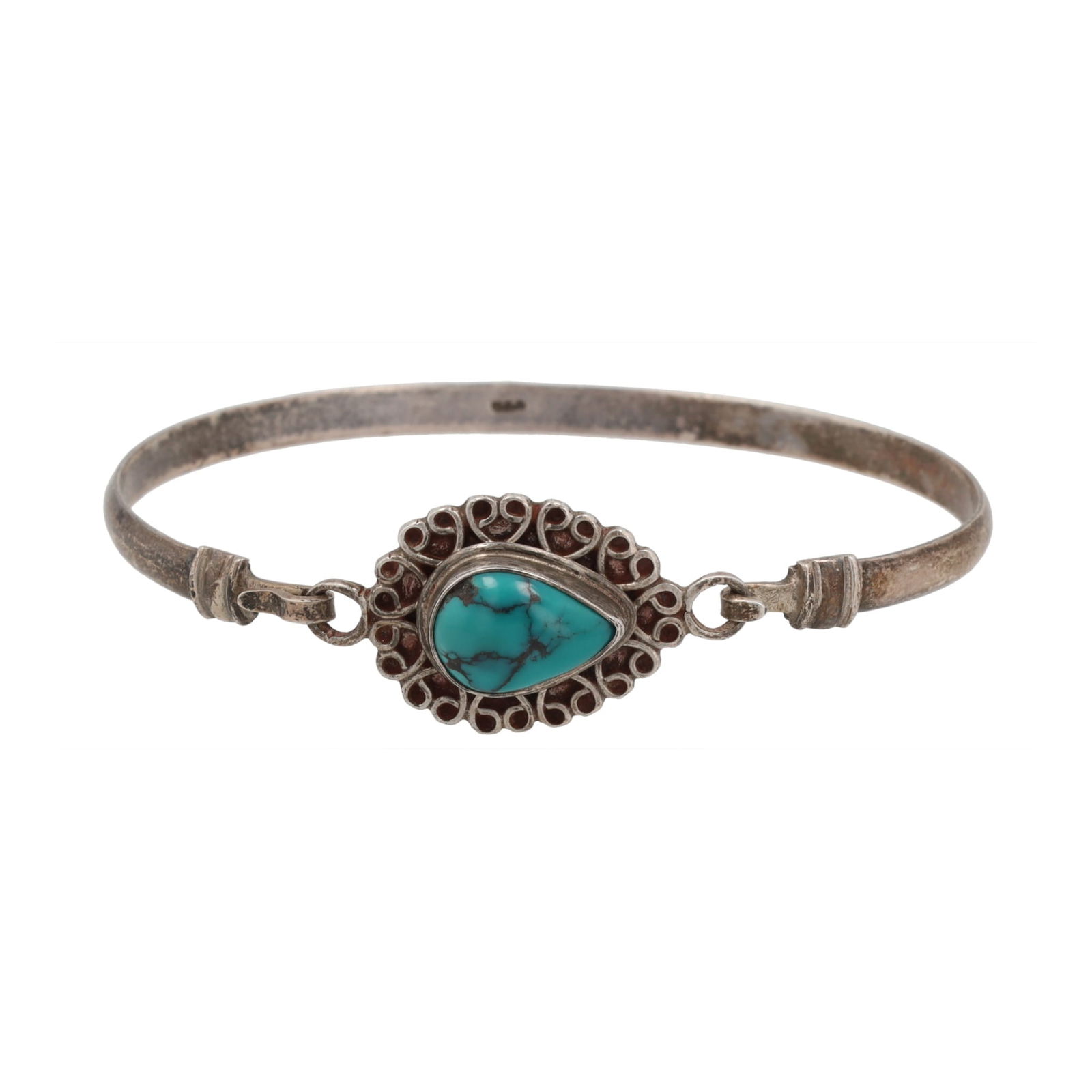 SAD Turquoise Sterling Hook Bangle Bracelet (1 of 6)