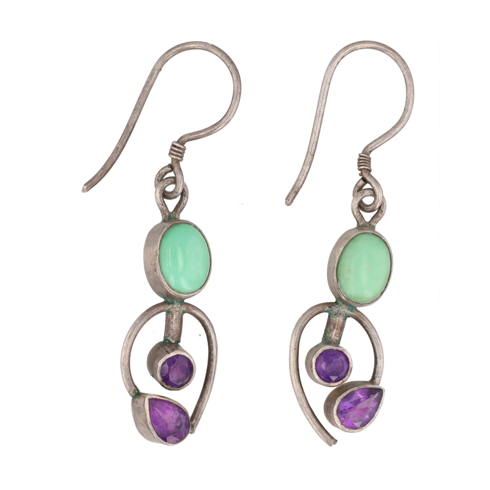 Amethyst Turquoise Sterling Dangle Earrings (1 of 4)