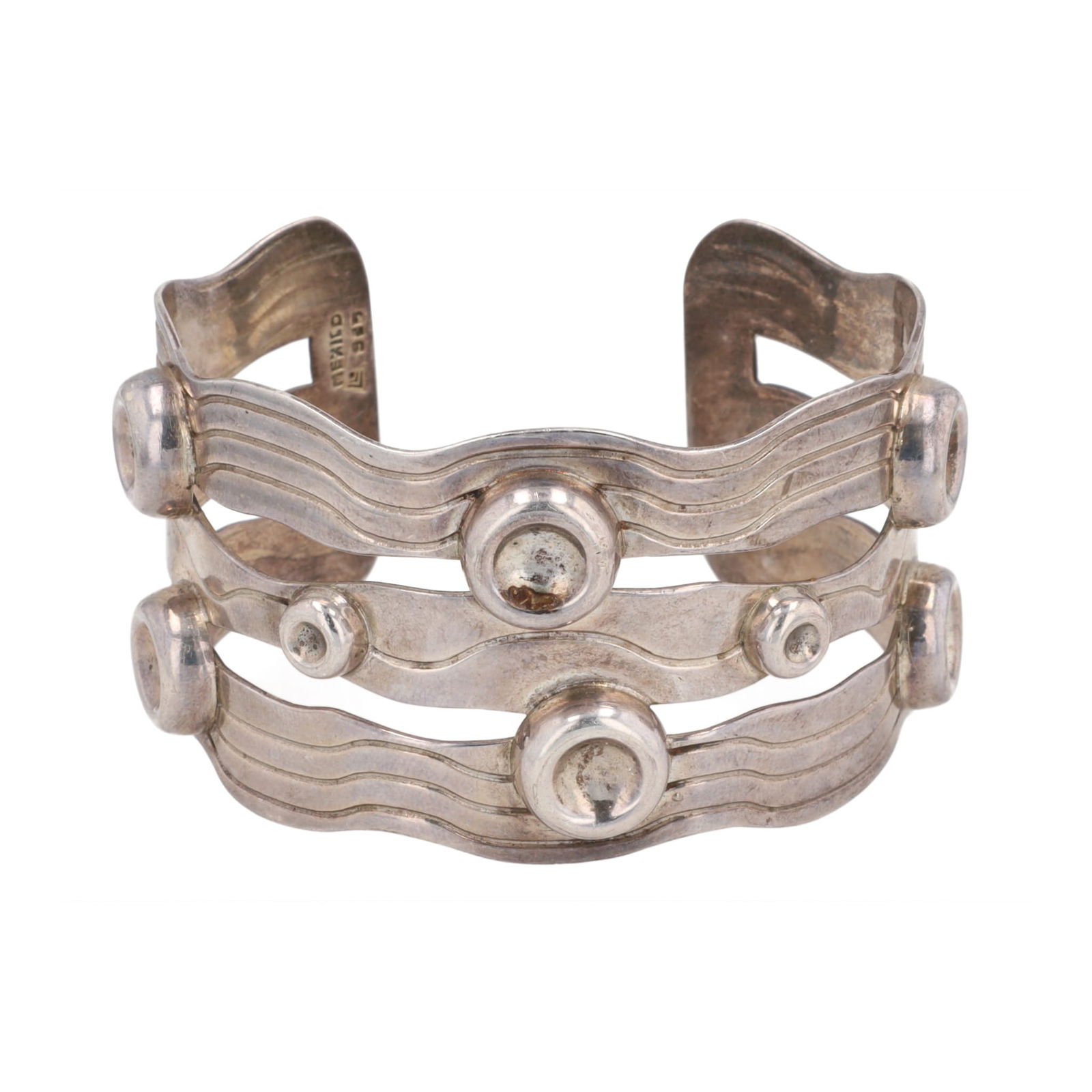 Silpada Mexico Sterling Abstract Wave Dimple Cuff Bracelet (1 of 7)