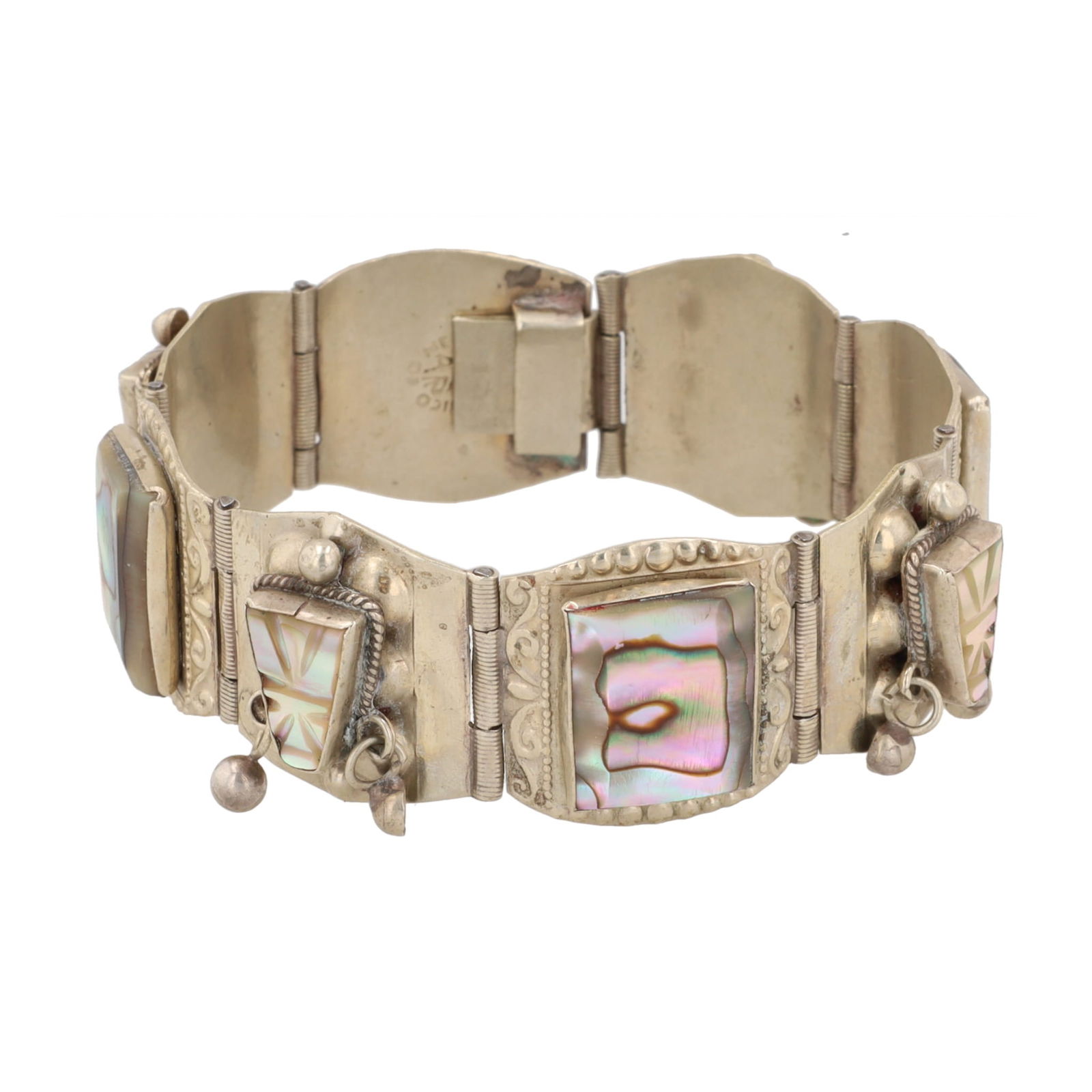 AR Mexico Alpaca Carved Abalone Panel Bracelet (1 of 7)