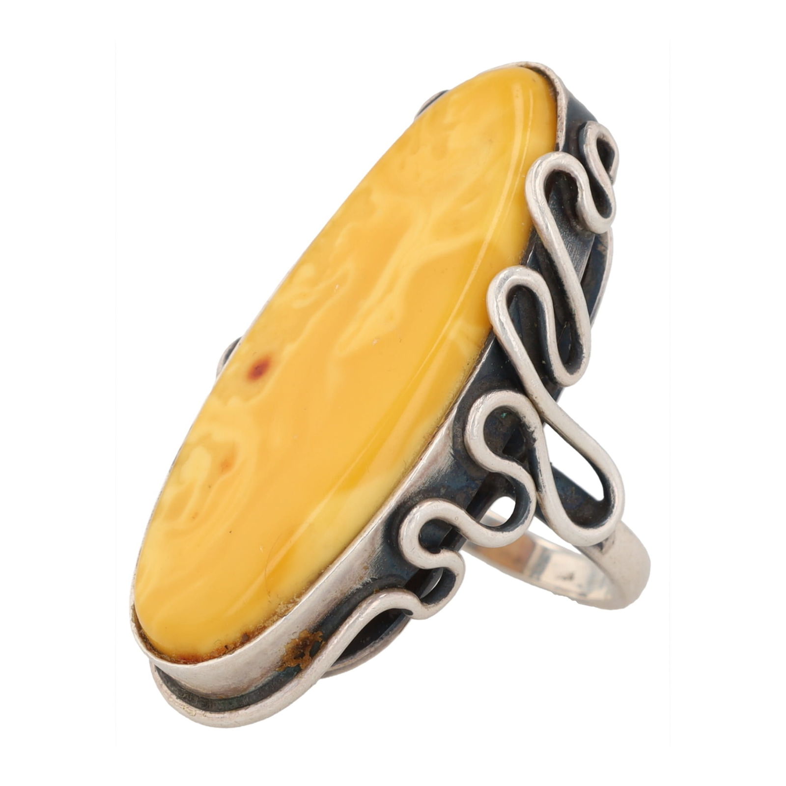 Butterscotch Amber Sterling Ring Sz. 8.25 (1 of 5)