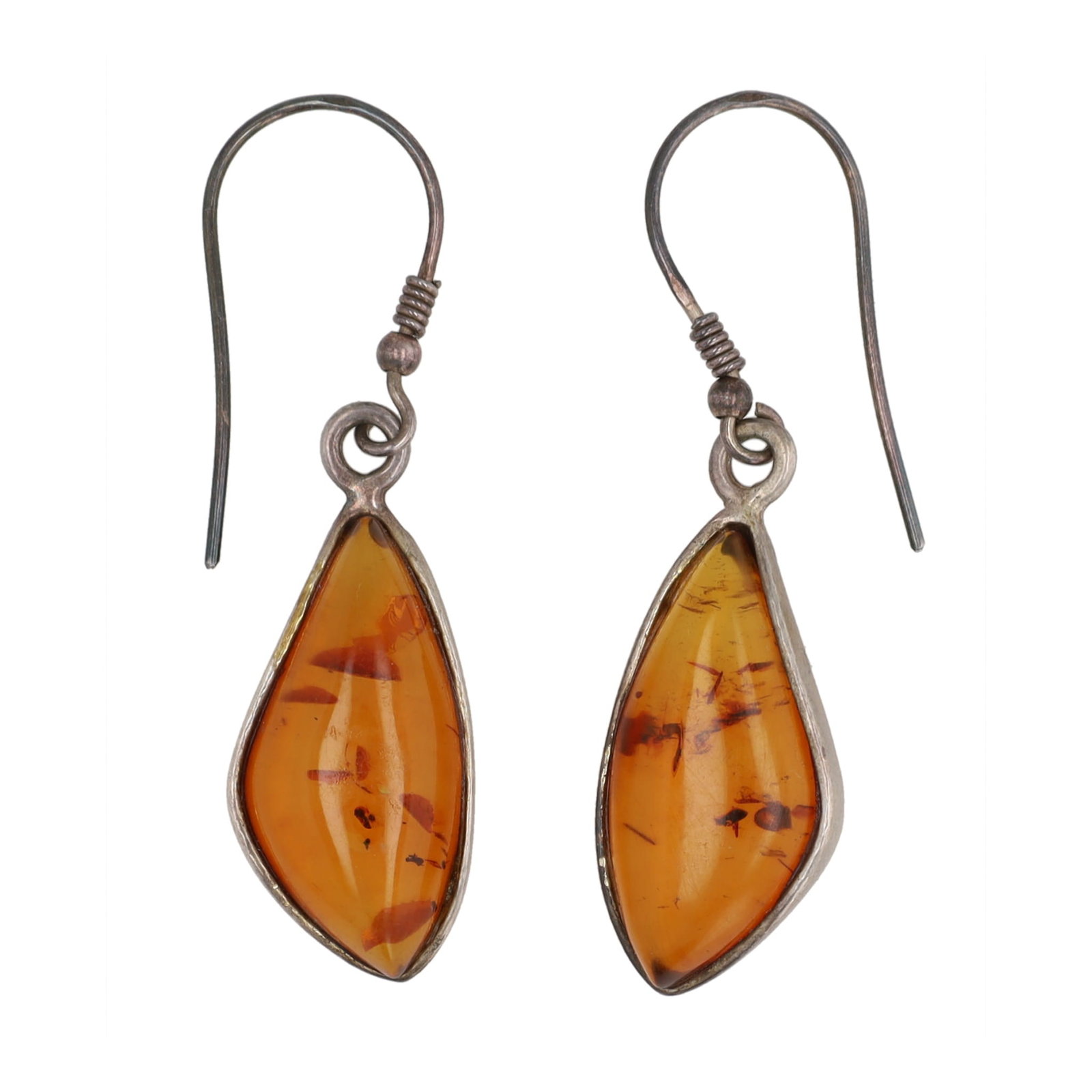 Amber Sterling Dangle Earrings: Amber Sterling Dangle Earrings 6g