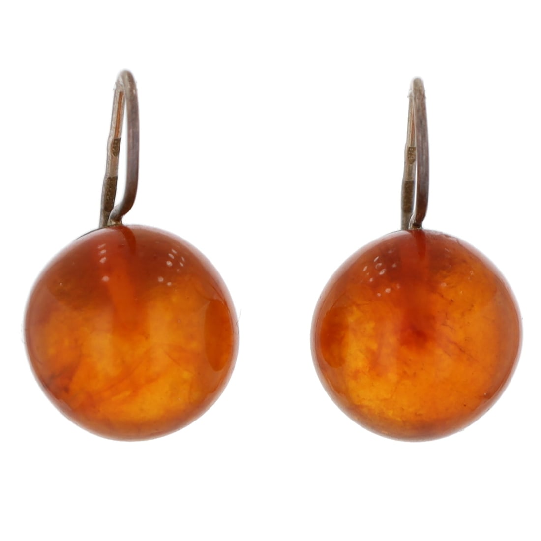 Amber Sterling Sphere Dangle Earrings: Amber Sterling Sphere Dangle Earrings 4g