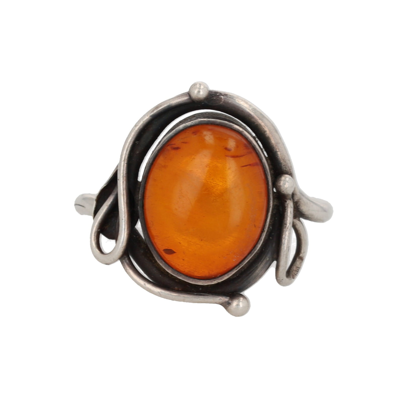 Amber 800 Silver Oval Ring Sz. 8.5: Amber 800 Sterling Oval Ring Sz. 8.5, 4.5g Bent Band