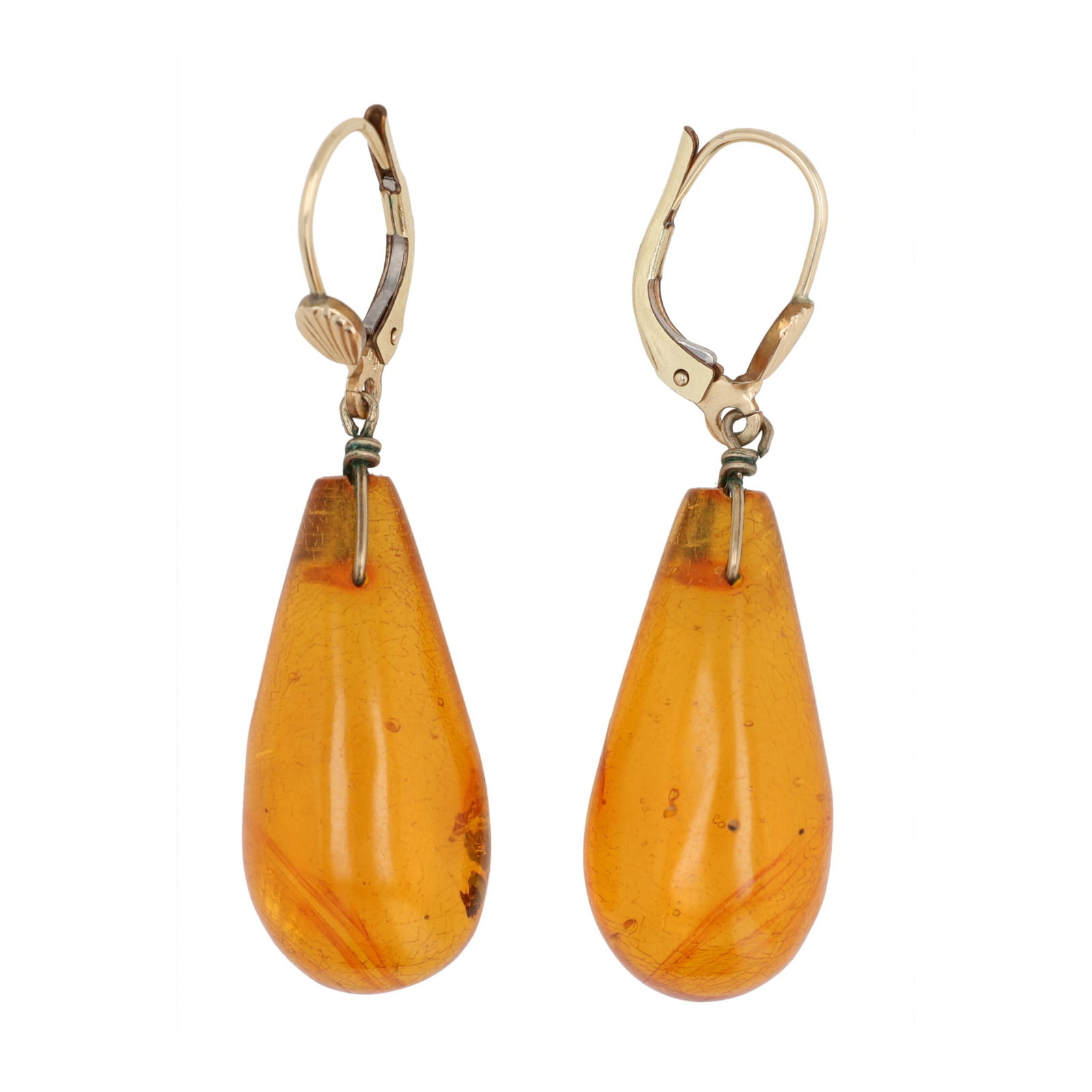 Amber Gold Filled Dangle Earrings: Amber Gold filled Dangle Earrings 4g