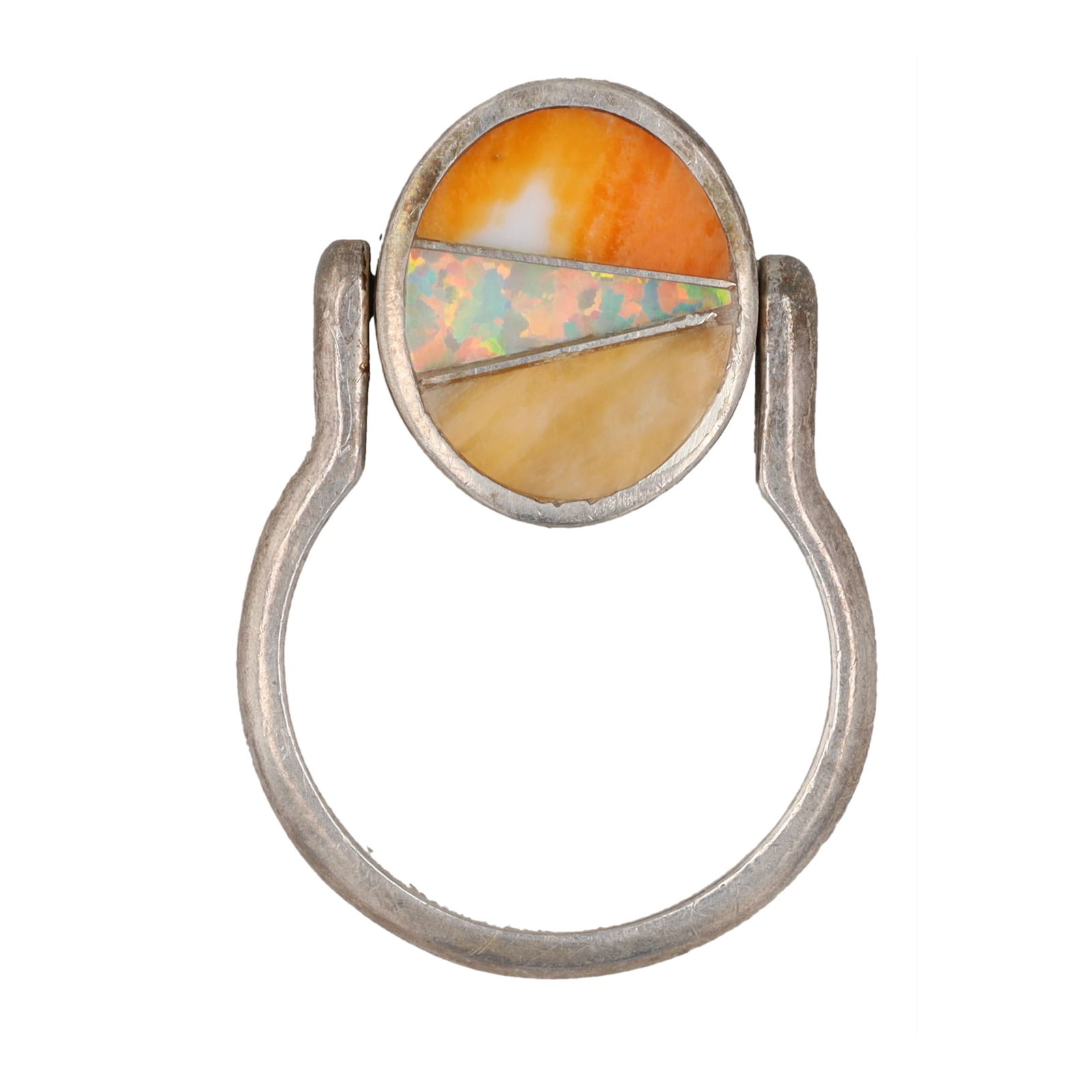 Southwest Multi Stone Sterling Inlay Reversible Ring Sz. 6 (1 of 3)