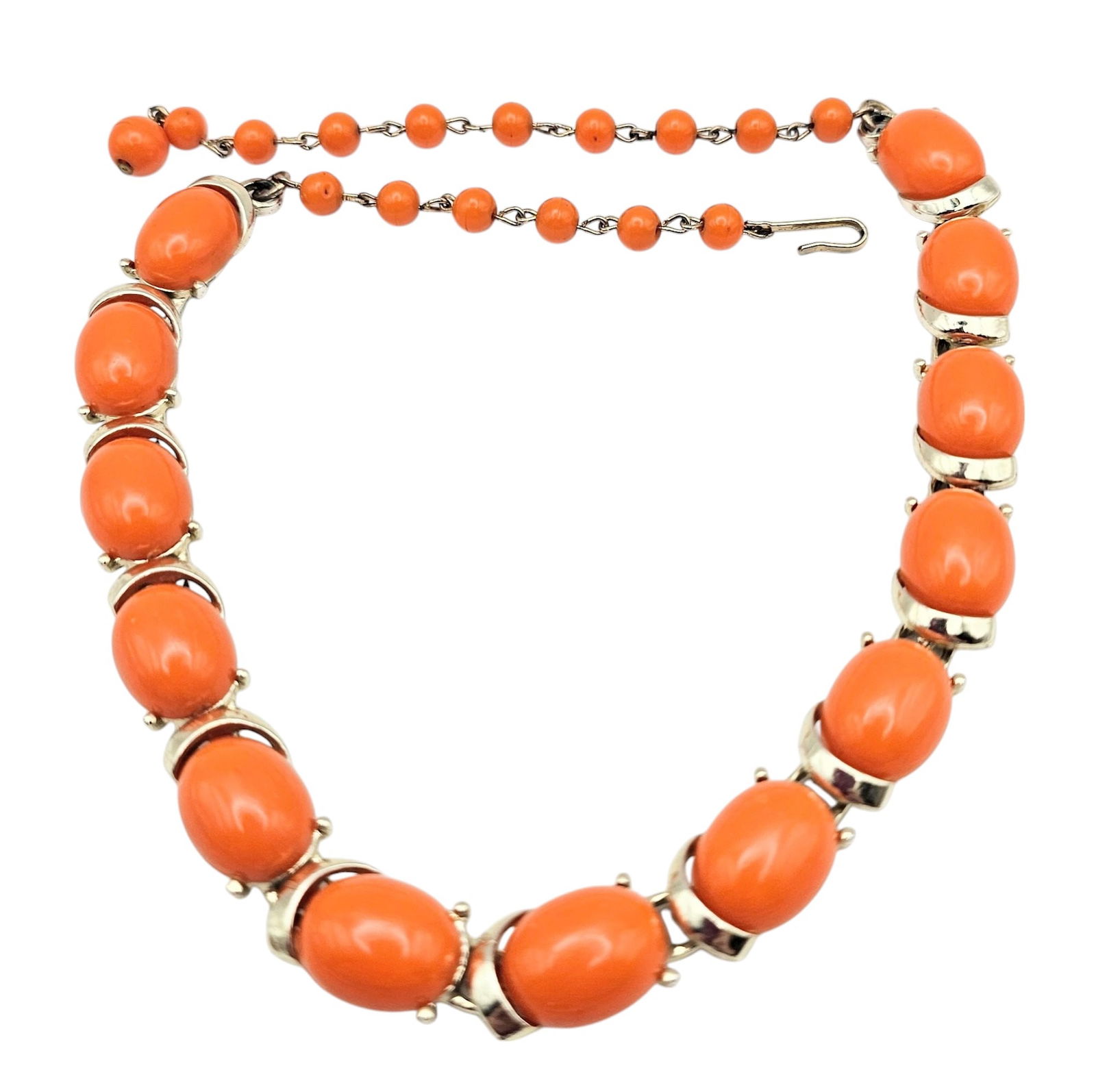 Coro Vintage 1950's Orange Lucite Gold Tone Choker Necklace: Coro Vintage 1950's Orange Lucite Gold Tone Choker Necklace