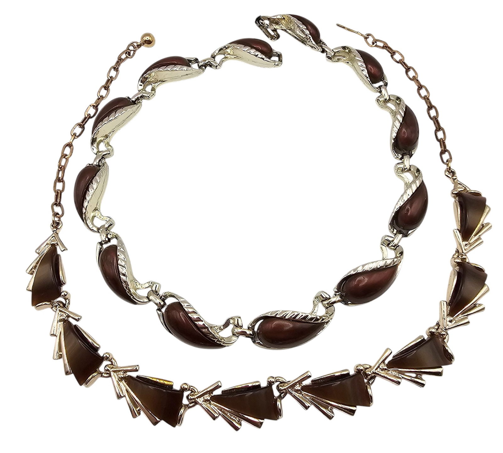 Coro Vintage Lot 2 Brown Thermoset/Lucite Necklaces: Coro Vintage Lot 2 Brown Thermoset/Lucite Necklaces