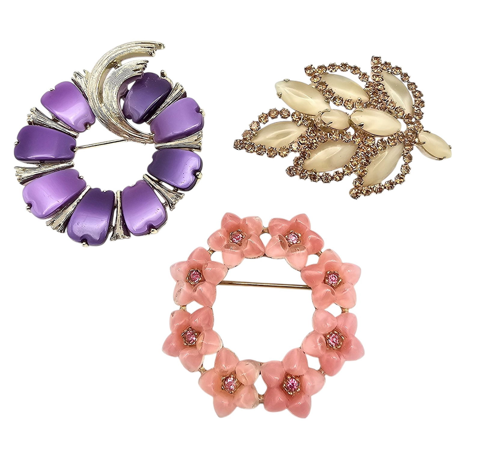 Lisner Bogoff Vintage Lot 3 Thermoset/Lucite Brooches: Lisner Bogoff Vintage Lot 3 Thermoset/Lucite Brooches