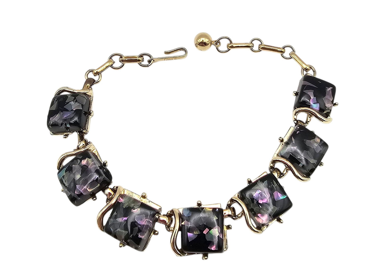 Coro Vintage Confetti Lucite Gold Tone Bracelet: Coro Vintage Confetti Lucite Gold Tone Bracelet