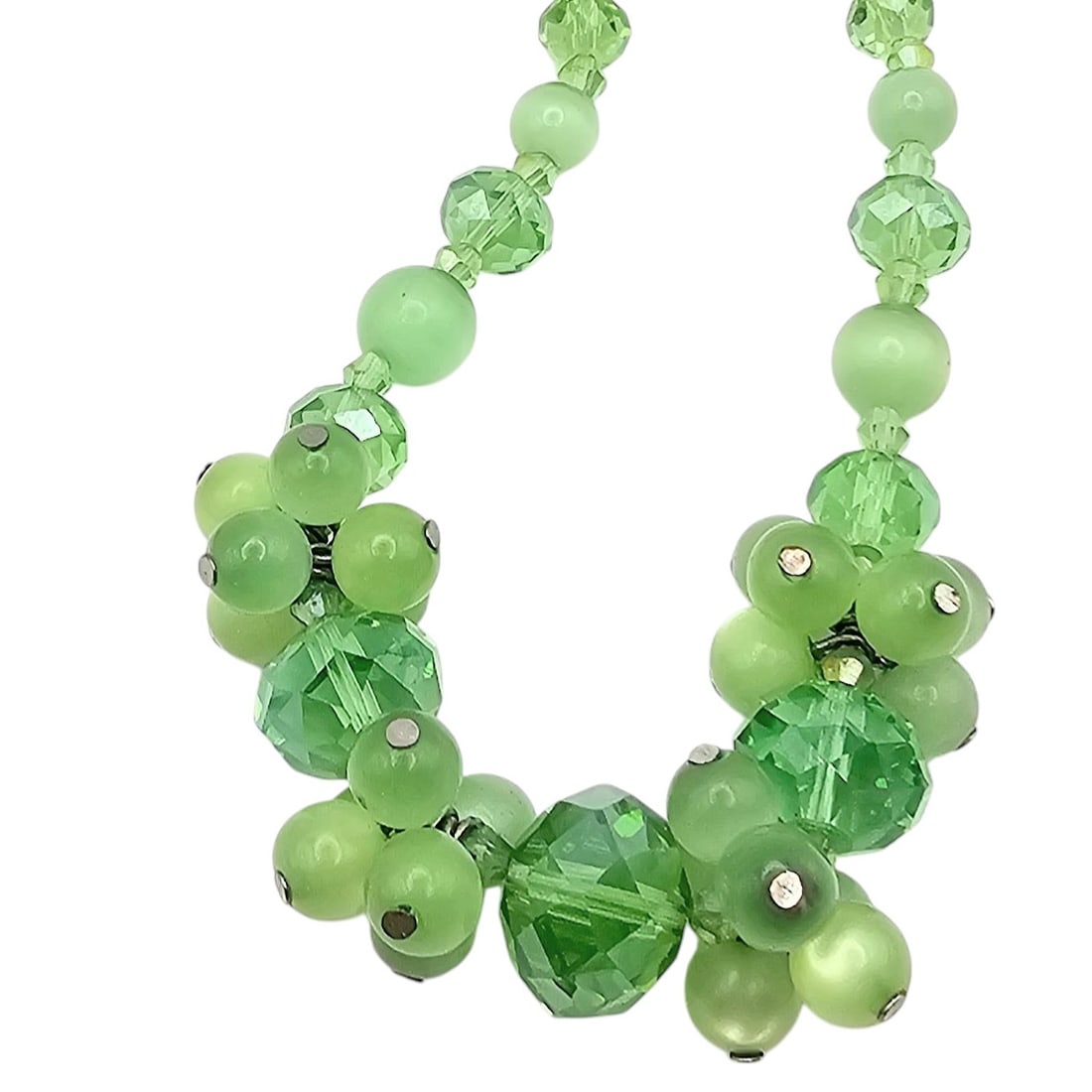 Vintage Green Moonglow Lucite Bead Necklace: Vintage Green Moonglow Lucite Bead Necklace